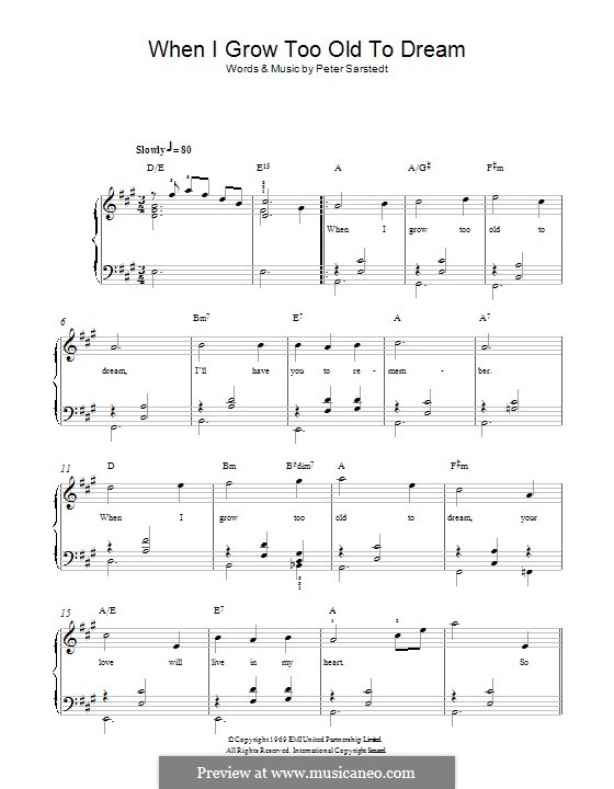 When I Grow Too Old to Dream: Para Piano by Sigmund Romberg