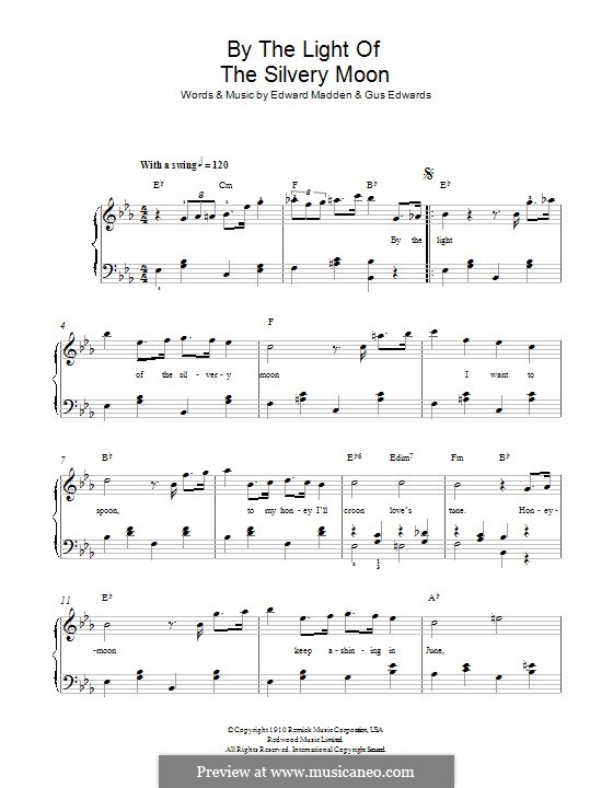 By the Light of the Silvery Moon: Para Piano by Gus Edwards