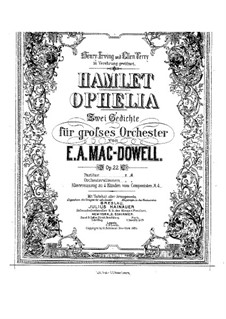 Hamlet and Ophelia, Op.22: arranjos para piano de quatro mãos by Edward MacDowell