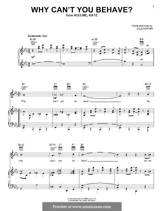 Why Can't You Behave?: Para vocais e piano (ou Guitarra) by Cole Porter