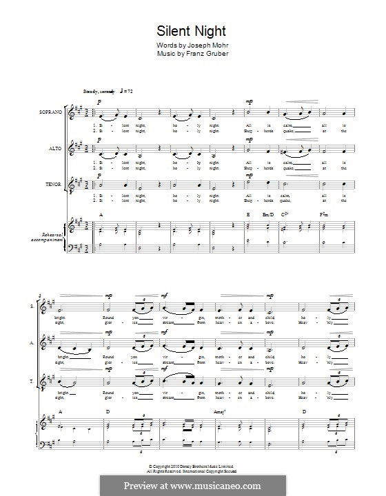 Vocal version: para coro misto by Franz Xaver Gruber