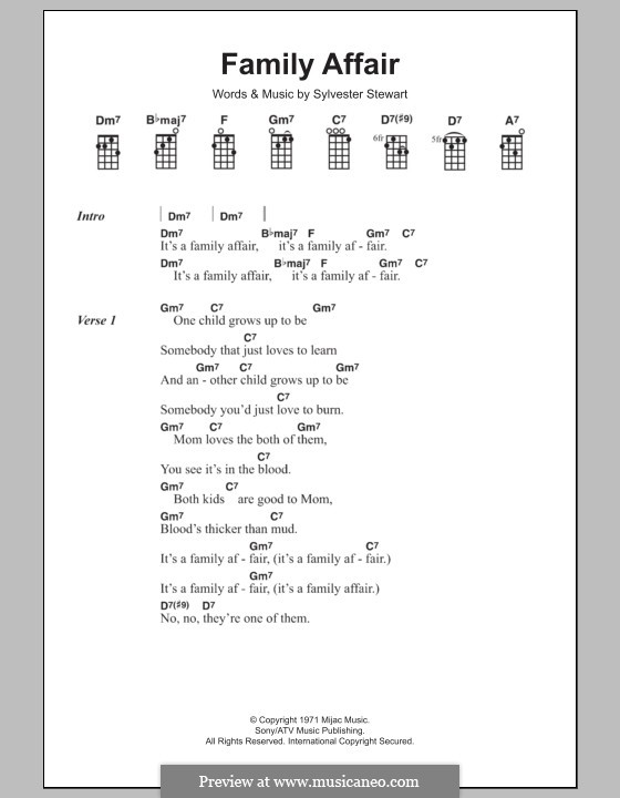 Family Affair (Sly & The Family Stone): para ukulele by Sylvester Stewart