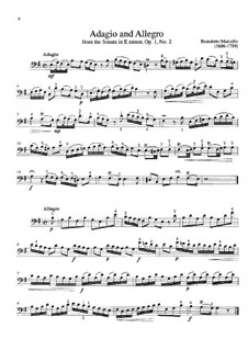 Six Sonatas for Cello (or Viola) and Basso Continuo, Op.1: Sonata No.2. Movement I – cello part by Benedetto Marcello