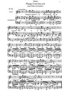 Chiamo il mio ben cosi: Para vocais e piano by Christoph Willibald Gluck