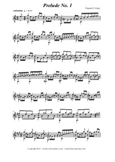 Prelude No.1 for Classical Guitar Solo (Moderately difficult): Prelude No.1 for Classical Guitar Solo (Moderately difficult) by Vincent Coley
