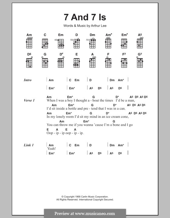 7 and 7 Is (Love): para ukulele by Arthur Lee