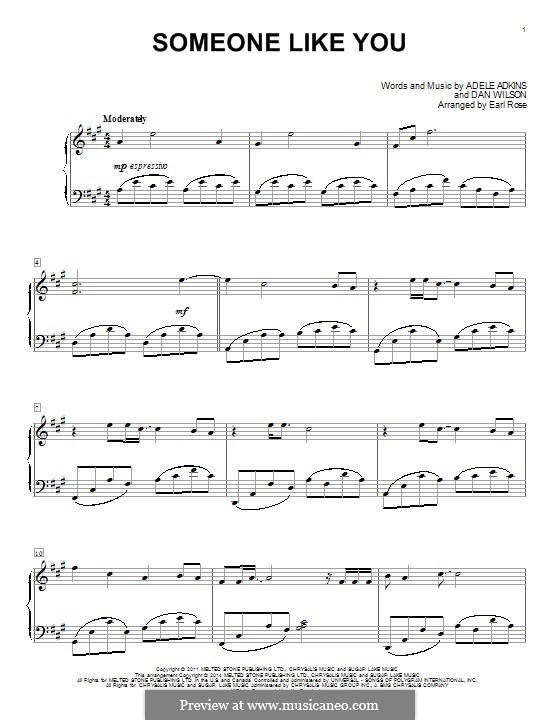 Someone Like You: For piano (Earl Rose) by Adele, Daniel Wilson