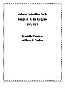 Fugue in G Major 'À la Gigue', BWV 577: Para Piano by Johann Sebastian Bach