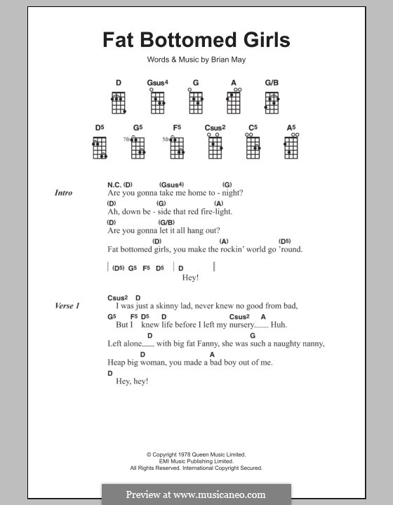 Fat Bottomed Girls: para ukulele by Brian May