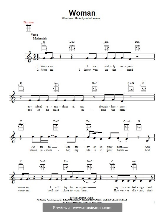 Woman: para ukulele by John Lennon