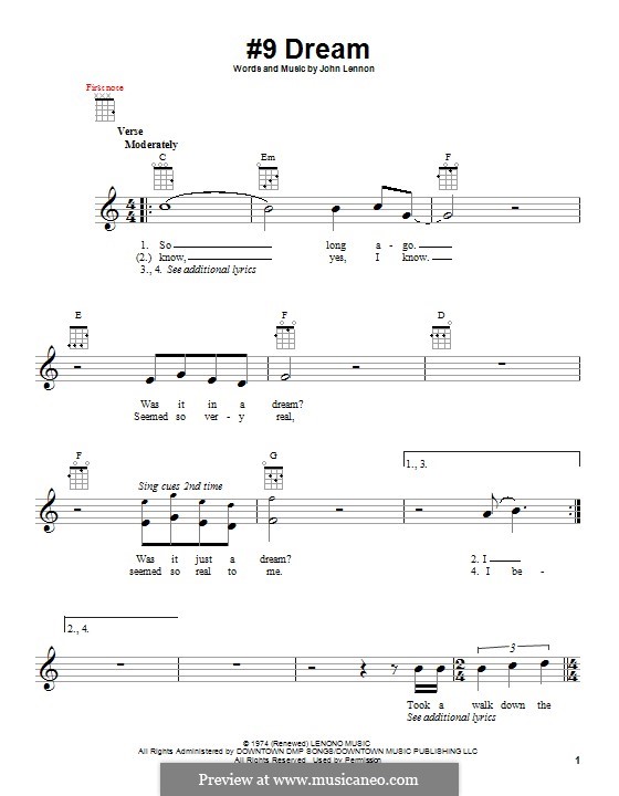 No.9 Dream: para ukulele by John Lennon