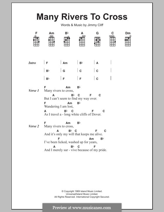 Many Rivers to Cross (UB40): para ukulele by Jimmy Cliff