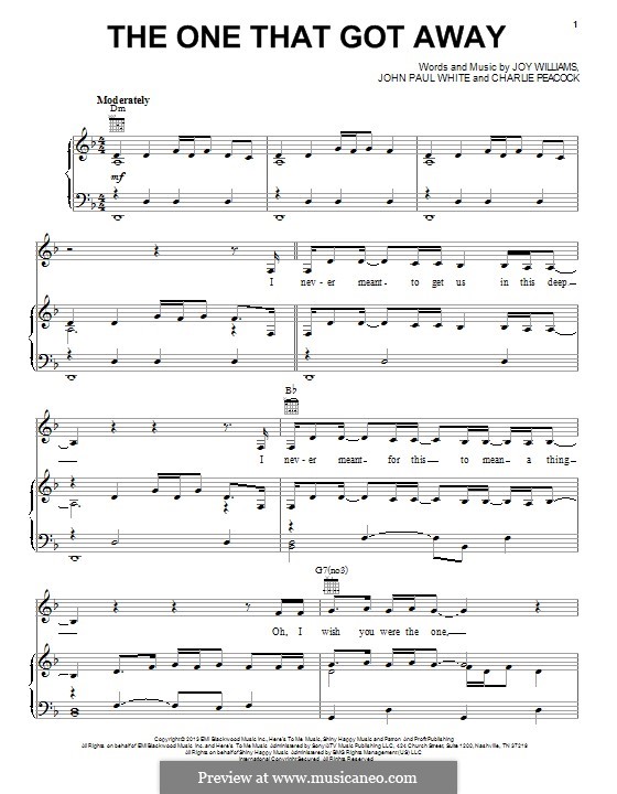 The One That Got Away (The Civil Wars): Para vocais e piano (ou Guitarra) by Charlie Peacock, John Paul White, Joy Williams