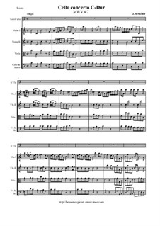 Cello concerto C-Dur, MWV 4/7: Sore and all parts by Johann Melchior Molter