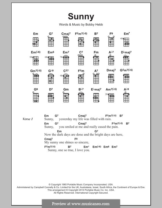 Sunny: para ukulele by Bobby Hebb