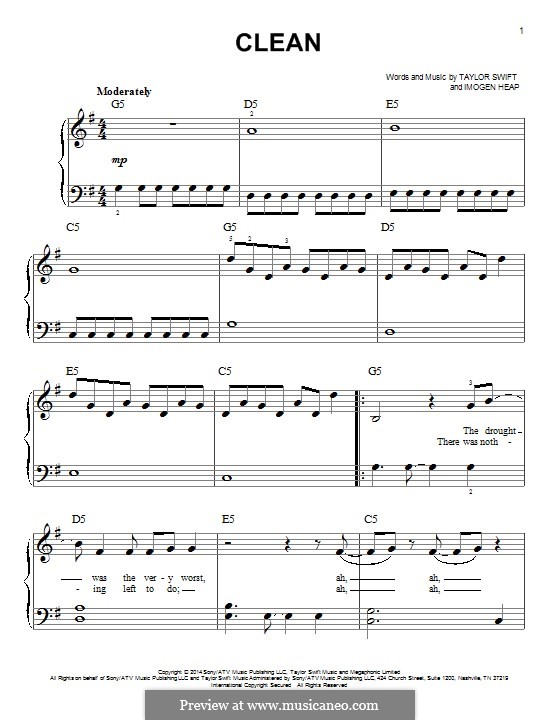 Clean: Para Piano by Imogen Heap, Taylor Swift