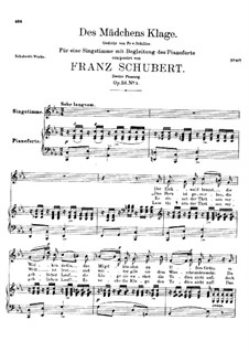 Des Mädchens Klage (The Maiden's Lament), D.191 Op.58 No.3: segunda versão by Franz Schubert