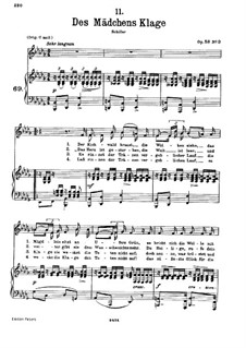 Des Mädchens Klage (The Maiden's Lament), D.191 Op.58 No.3: Partitura piano-vocal by Franz Schubert