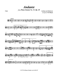 Sonata for Piano No.15 'Pastoral', Op.28: Andante, arranged for string orchestra – viola part by Ludwig van Beethoven