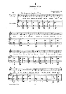 Meeres Stille (Calm at Sea), D.216 Op.3 No.2: para voz baixa e piano by Franz Schubert