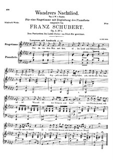 Wanderer's Night Song I, D.224 Op.4 No.3: para voz alta e piano by Franz Schubert