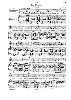 Fisherman, D.225 Op.5 No.3: para voz baixa e piano by Franz Schubert