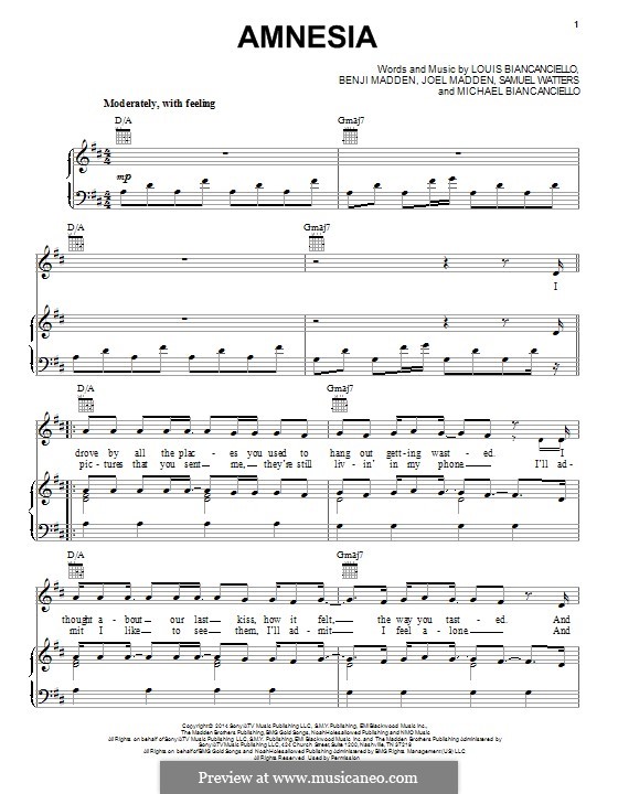 Amnesia (5 Seconds of Summer) por B. Madden, J. Madden, L. Biancaniello