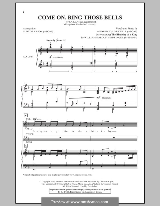 Come On, Ring Those Bells: para coro misto by Andrew Culverwell