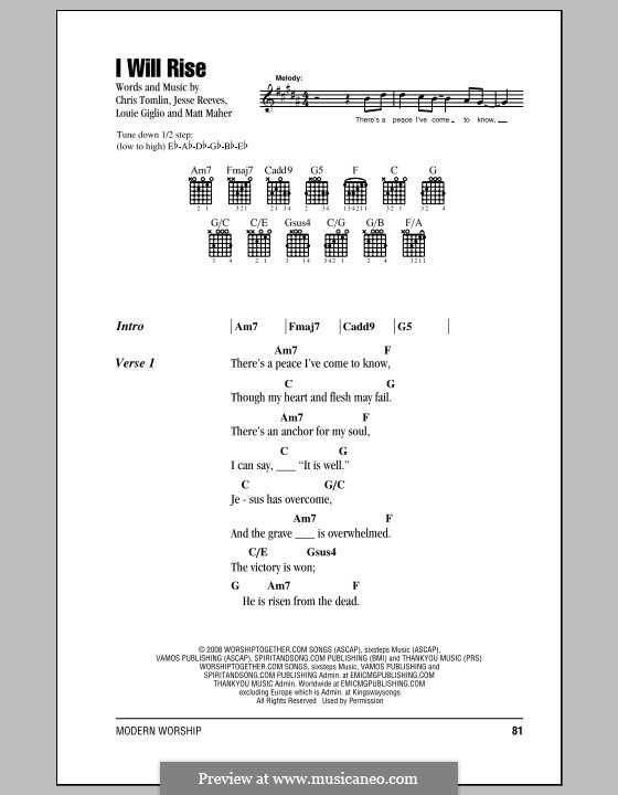 I Will Rise: Letras e Acordes by Chris Tomlin, Jesse Reeves, Louie Giglio, Matt Maher