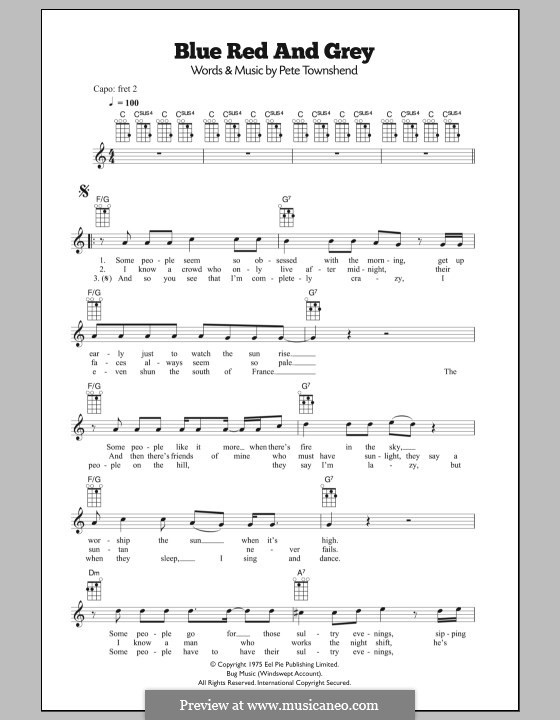 Blue, Red and Grey (The Who): para ukulele by Peter Townshend