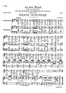 An den Mond (To the Moon), D.468: A maior by Franz Schubert