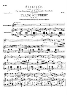 Sehnsucht (Longing), D.516 Op.8 No.2: para voz alta e piano by Franz Schubert