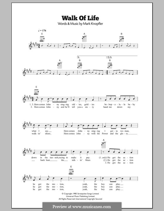 Walk of Life (Dire Straits): para ukulele by Mark Knopfler