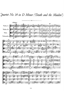 String Quartet No.14 in D Minor 'Death and the Maiden', D.810: Partitura completa by Franz Schubert