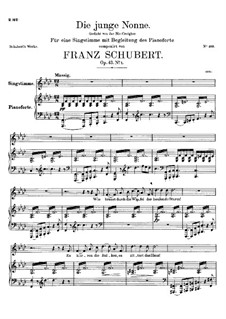 Die junge Nonne (The Young Nun), D.828 Op.43 No.1: para voz alta e piano by Franz Schubert