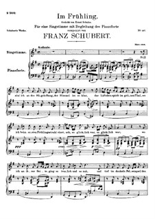 Im Frühling (In Spring), D.882 Op.101 No.1: para voz alta e piano by Franz Schubert