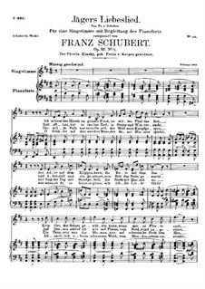 Jägers Liebeslied (Huntsman's Love Song), D.909 Op.96 No.2: para voz alta e piano by Franz Schubert