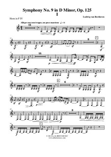 Movement I: Horn in F 4 (Transposed Part) by Ludwig van Beethoven