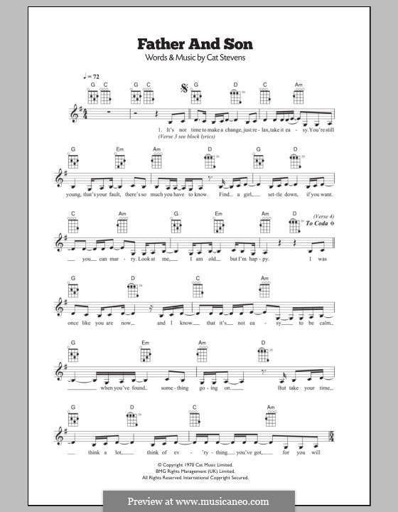 Father and Son (Boyzone): para ukulele by Cat Stevens