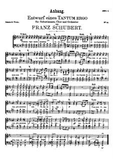 Tantum ergo in E Flat Major, D.962: Supplement. Vocal score by Franz Schubert