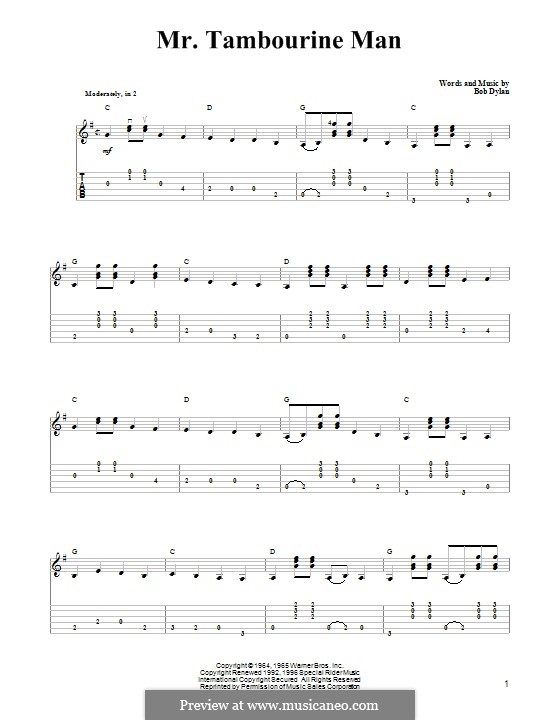 Mr. Tambourine Man: Para guitarra com guia by Bob Dylan