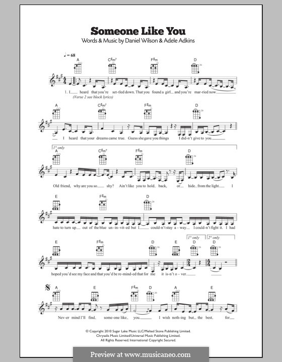 Someone Like You: para ukulele by Adele, Daniel Wilson