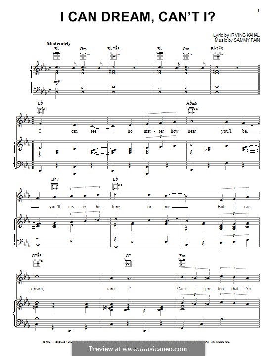 I Can Dream Can't I (The Andrews Sisters): Para vocais e piano (ou Guitarra) by Sammy Fain