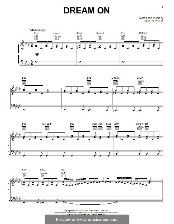 Dream On (Aerosmith): Para vocais e piano (ou Guitarra) by Steven Tyler