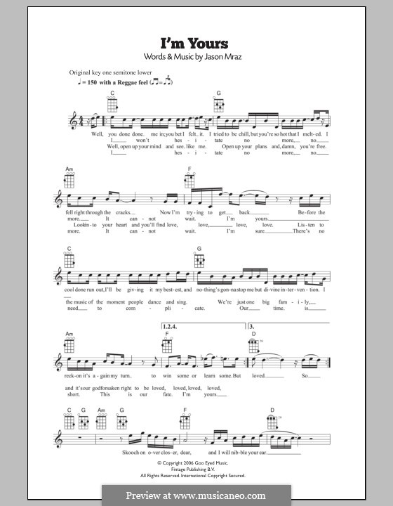 I'm Yours: para ukulele by Jason Mraz