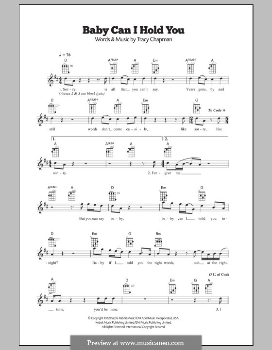 Baby Can I Hold You (Boyzone): para ukulele by Tracy Chapman