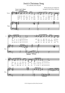 Josie's Christmas Song for unison choir or soloist and piano: Josie's Christmas Song for unison choir or soloist and piano by Jo Rogerson