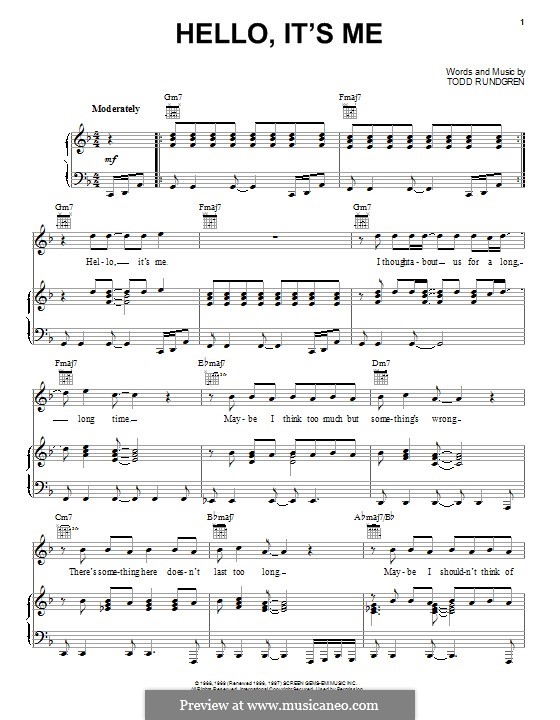 Hello, It's Me: Para vocais e piano (ou Guitarra) by Todd Rundgren