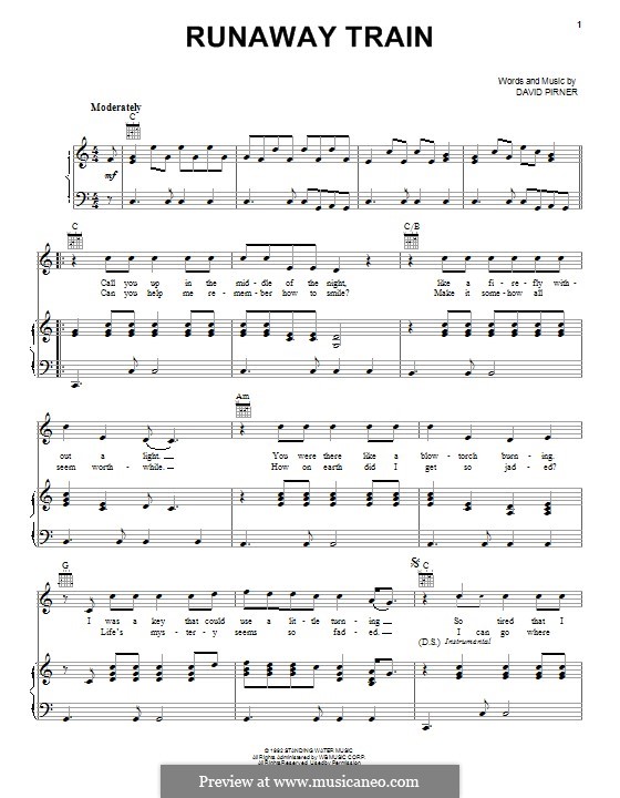 Runaway Train (Soul Asylum): Para vocais e piano (ou Guitarra) by David Pirner