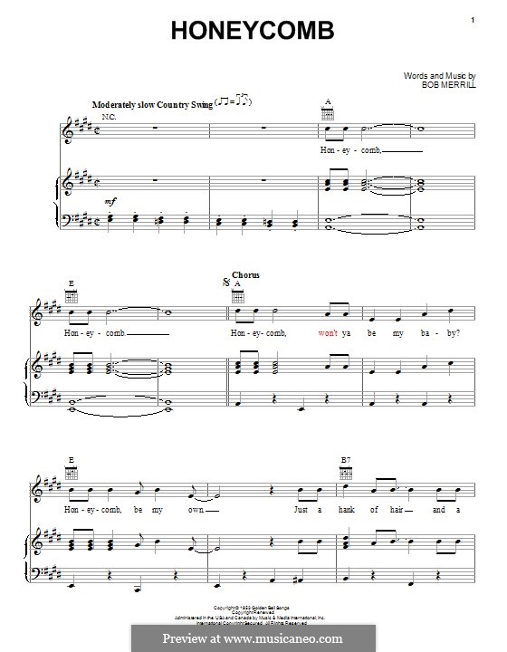 Honeycomb: Para vocais e piano (ou Guitarra) by Bob Merrill